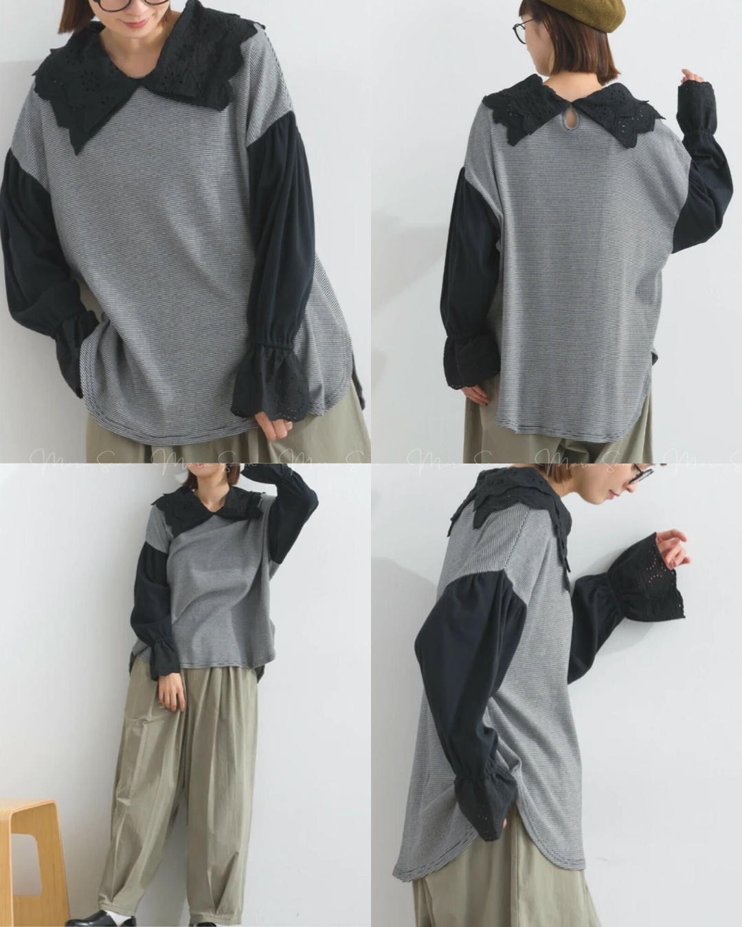 🇯🇵JAPAN
♥ 法式羅紋蕾絲領套頭衫 SS-JSA251841L