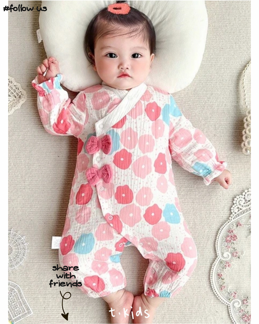 🇯🇵Japan｜Jinbei rompers for babies, newborns, kids, children's clothing floral bow children's yukata Jinbei
 Jinbei Nobuko's new born son is worshiped