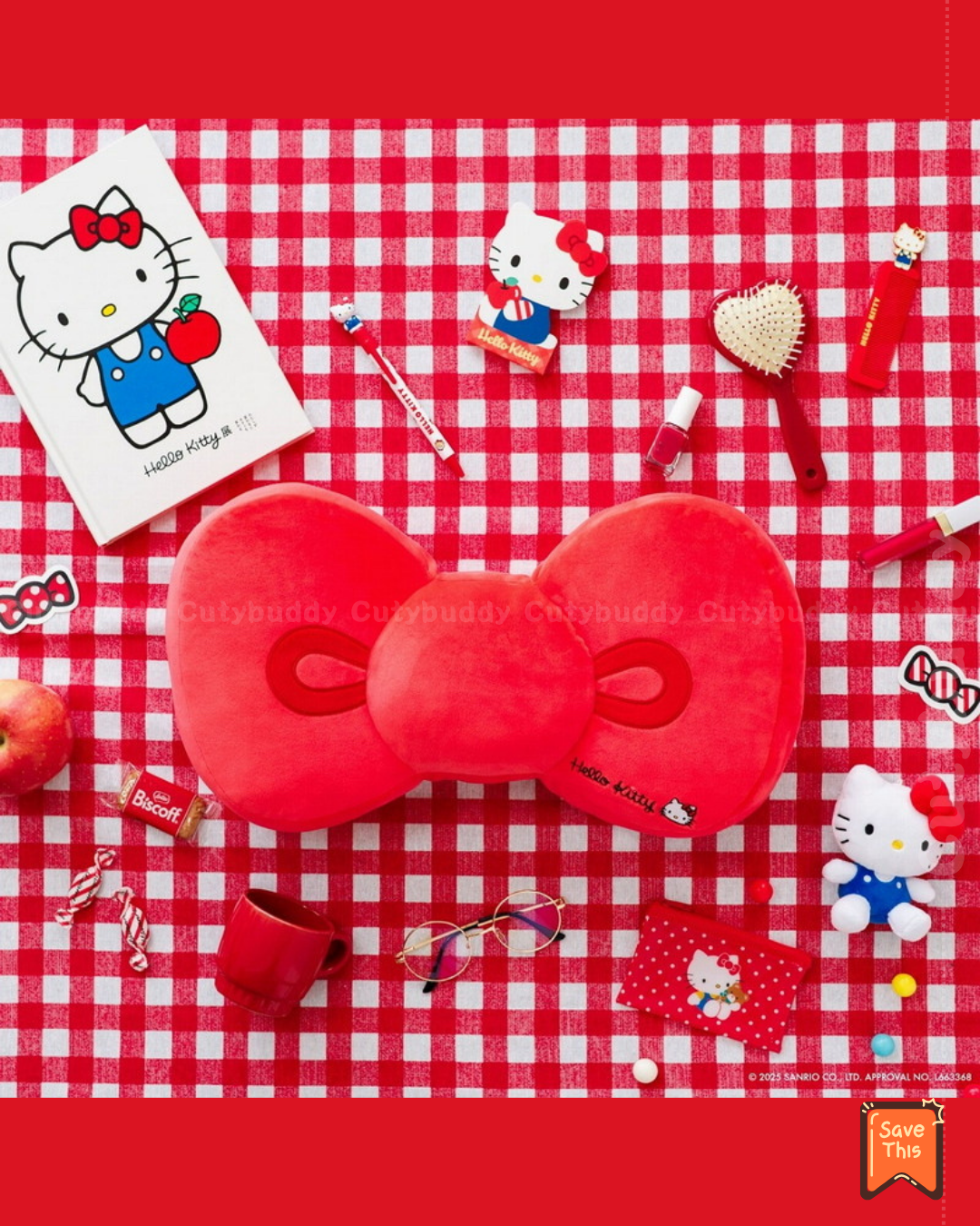 🇯🇵日本 ♡ SANRIO Hello Kitty 麻糬鬆軟感絲帶靠墊 BOOK (🆓送Hello Kitty 蝴蝶形cushion) Fluffy Ribbon Cushion Book ふわもちリボンクッションBOOK