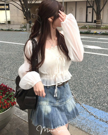 🇯🇵JAPAN ♥ Double Ribbon Chiffon Bolero x Camisole Ensemble  雙緞帶雪紡短外套 x 吊帶背心套裝 ss-jgdk14010