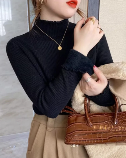 🇯🇵 JAPAN ♥ Ribbed High-neck Knit Sweater ♥ 裹起毛針織上衣 🔎 ɪᴛᴇᴍ ɴᴏ.： SS-jgru11520