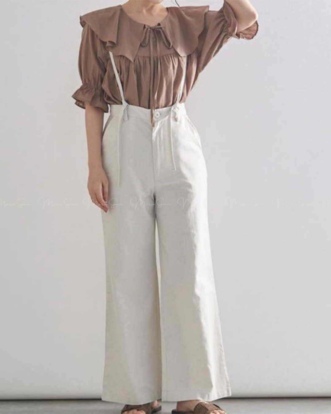 (InStock)🇯🇵Japan Cotton and linen suspenders with back ties and wide-leg pants ◇ 日本 棉麻吊帶後綁帶闊腿褲 🔎 ɪᴛᴇᴍ ɴᴏ：SS-jsr2175557