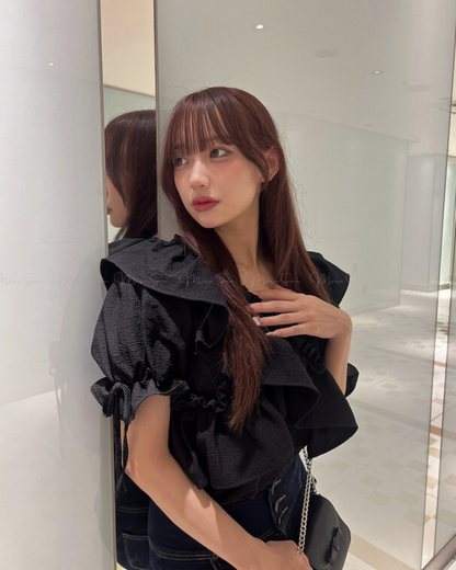 🇯🇵Japan 2-Way Cross Frill Blouse｜日本 2-Way雙向交叉荷葉邊襯衫上衣 🔎 ɪᴛᴇᴍ ɴᴏ：SS-jgpm7140