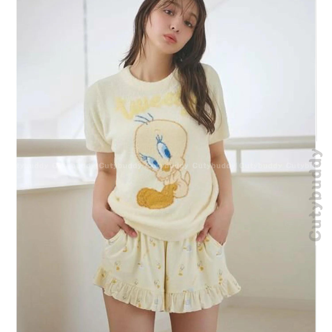 🇯🇵日本限定 SNIDEL HOME x Tweety Ruffle Shorts 翠兒花邊短褲 ★產品編號🔎 SS-SHCP242072