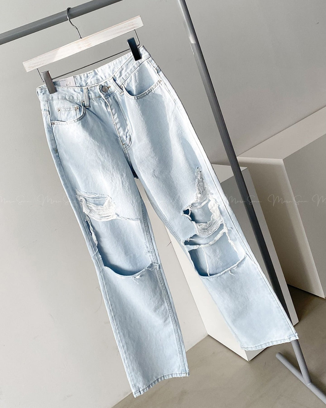 🇰🇷KOREA ♥ 高腰條肚腩破洞爛牛仔褲
High waist damage ripped blue jeans 🔎 ɪᴛᴇᴍ ɴᴏ：SS-KSS61754768
