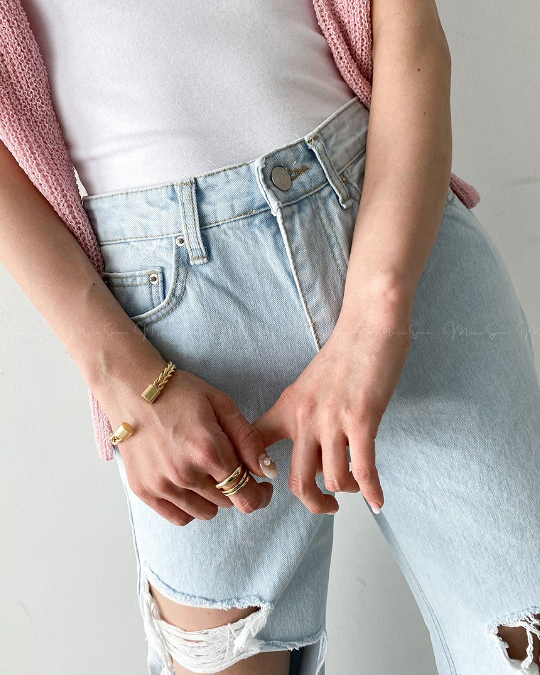 🇰🇷KOREA ♥ 高腰條肚腩破洞爛牛仔褲
High waist damage ripped blue jeans 🔎 ɪᴛᴇᴍ ɴᴏ：SS-KSS61754768