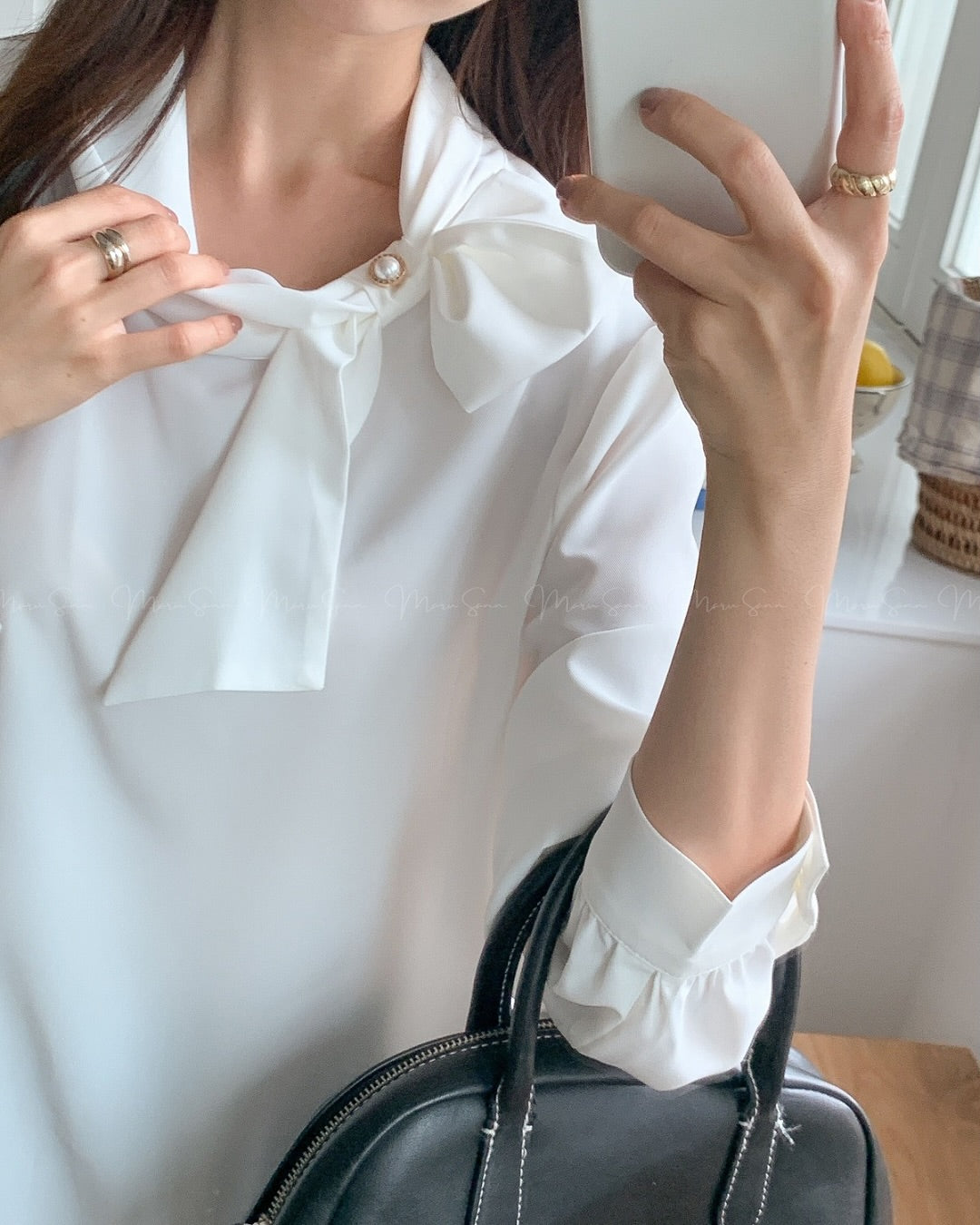 🇰🇷KOREA 
♥ 珍珠蝴蝶結襯衫 SS-KSS98887426