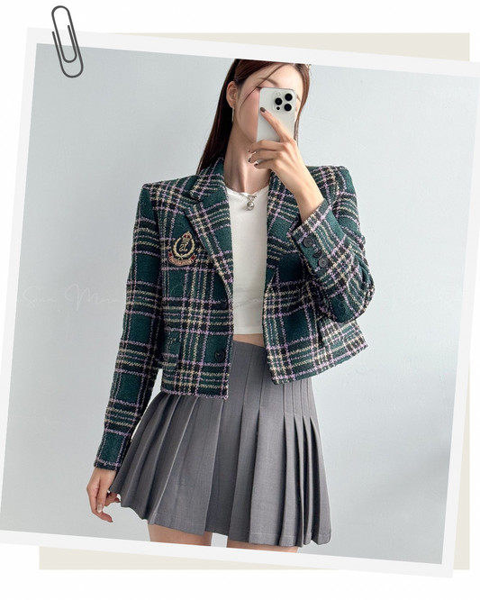 🇰🇷KOREA 
♥ 英倫風格仔短外套 checked outer SS-KSS99079410