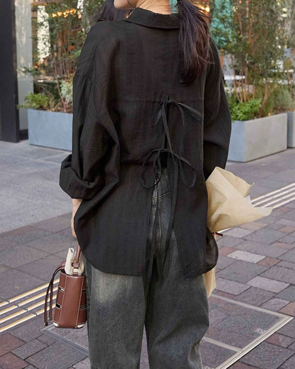 🇯🇵日本 後開衩緞帶蝴蝶結半透襯衫
◇ Japan Back slit ribbon sheer shirt
🔎 ɪᴛᴇᴍ ɴᴏ.： SS-jt274326