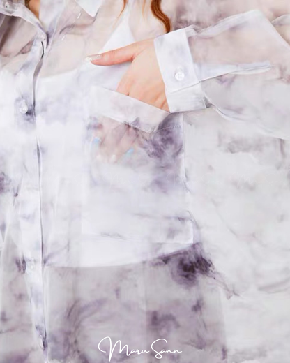 🇯🇵JAPAN 50%off  ♥ Loose-fitting, sheer blouse shirt in sheer fabric 薄紗寬鬆版型透視感襯衫外套 🔎 ɪᴛᴇᴍ ɴᴏ.： ss-jt14437