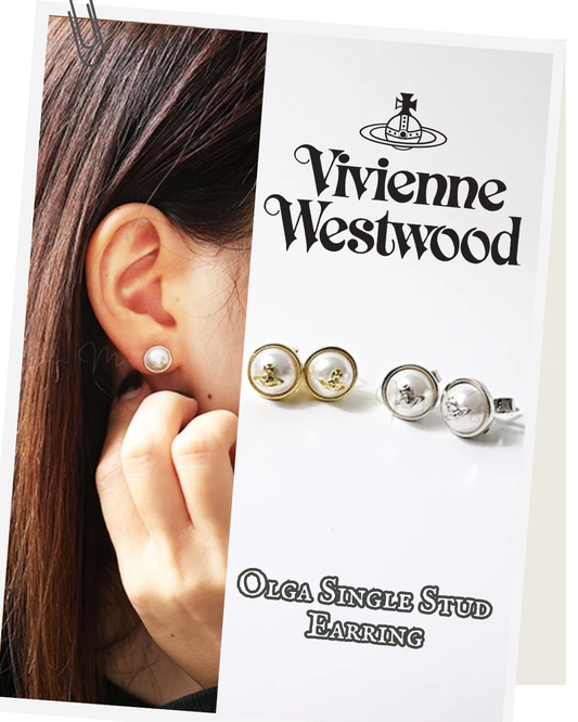 🇯🇵JAPAN ♥ VIVIENNE WESTWOOD🪐 JEWELLERY Olga brass and pearl stud earrings 西太后 黃銅珍珠耳環