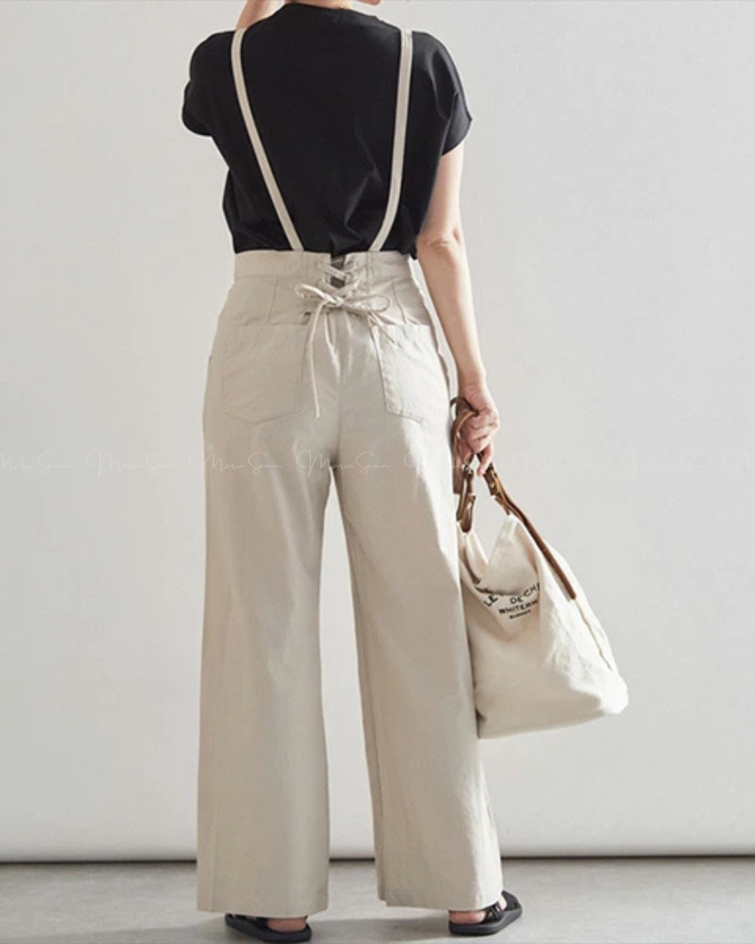 (InStock)🇯🇵Japan Cotton and linen suspenders with back ties and wide-leg pants ◇ 日本 棉麻吊帶後綁帶闊腿褲 🔎 ɪᴛᴇᴍ ɴᴏ：SS-jsr2175557