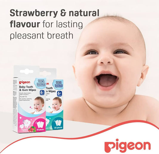 🇯🇵Japanese Pigeon PIGEON Baby Dental Cleaning Cotton mouth tooth cleaning 42 pieces (strawberry flavor)