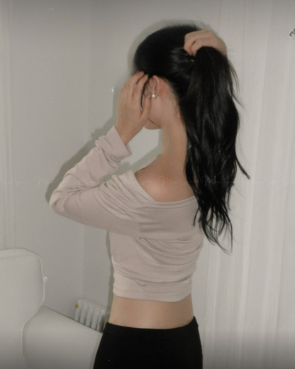 🇰🇷KOREA ♥ 一字肩氣質修身彈力上衣 🔎 ɪᴛᴇᴍ ɴᴏ：SS-KSS98692314