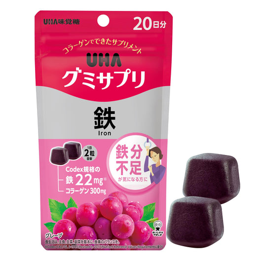 🇯🇵JAPAN♥ UHA IRON & FOLIC Acid Gummy Supplement Iron 味覺糖 鐵補充劑軟糖(葡萄口味) \Threads洗版神物！補鐵緩解經痛/ UHAグミサプリ 鉄 グレープ味
