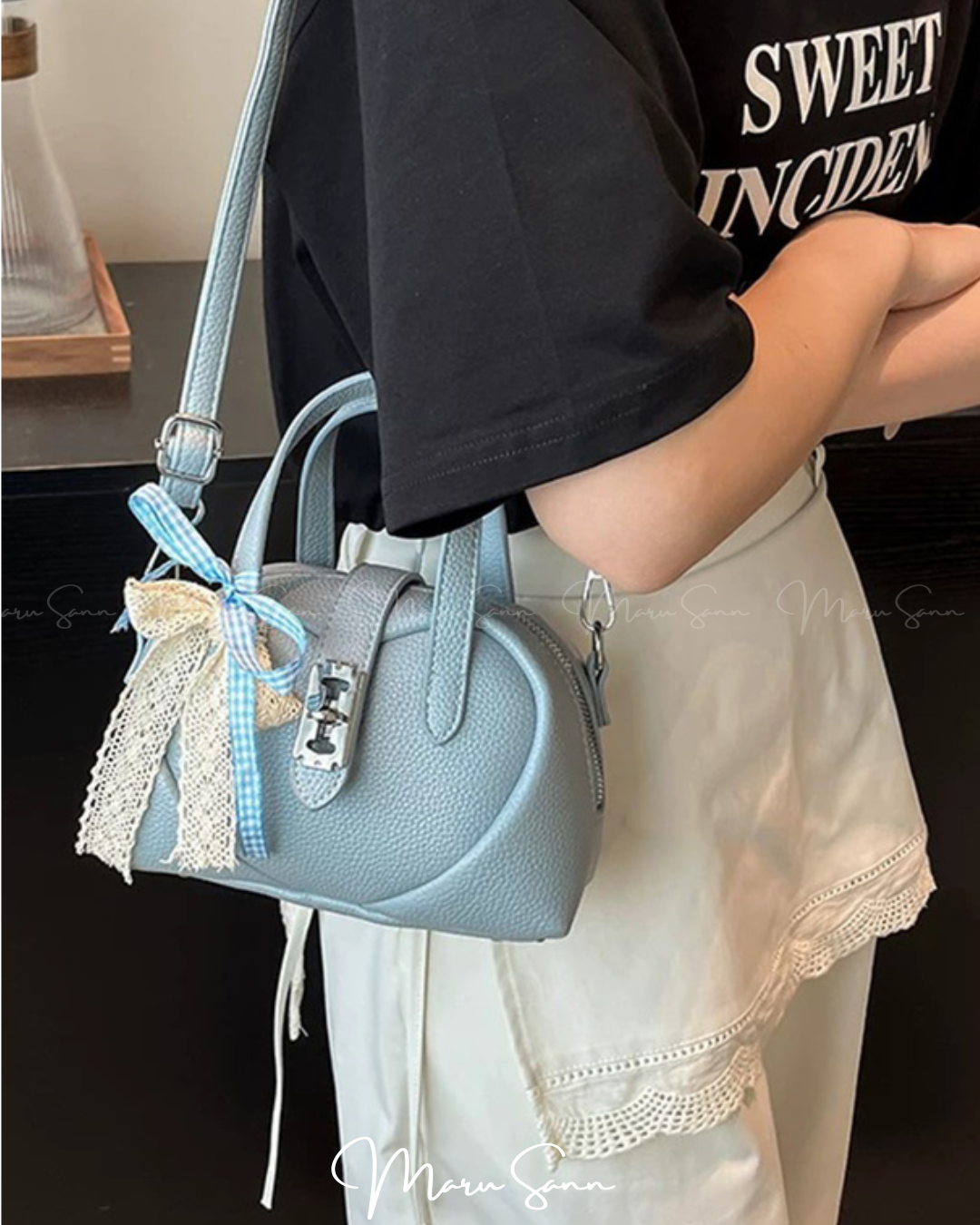 🇯🇵日本 ♥ Mini bag with a heart design and a ribbon 心心緞帶蝴蝶結可愛2way袋 🔎 ɪᴛᴇᴍ ɴᴏ.： ss-jgat2549