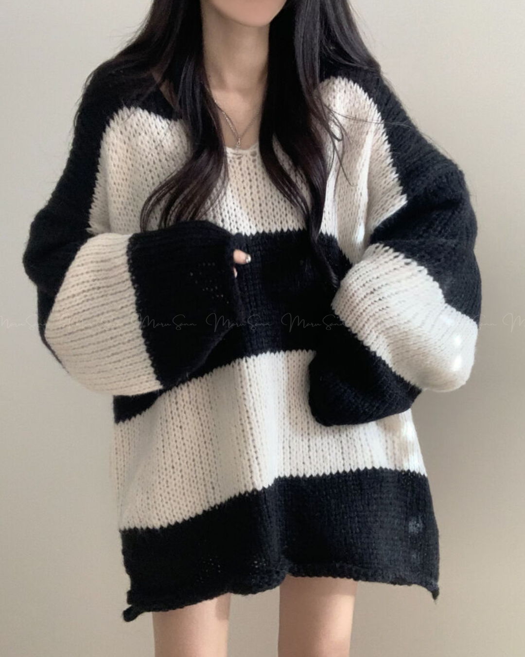 🇰🇷 KOREA ♥knitted Woolen pullover 下半身出走慵懶間條針織衫 ◍ 3色入🔎 ɪᴛᴇᴍ ɴᴏ.： SS-ks94560584