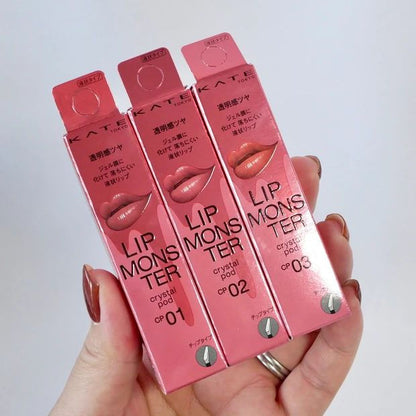 🇯🇵日本 ♥ KANEBO Kate Lip Monster Crystal Pod Lip gloss 怪獸級水光持色透明感潤澤唇彩 水晶唇露 6g \ 食野都持久長效不脫色＋水潤升級，敏感肌可以✨/ ケイト リップモンスター クリスタルポッド CP01 CP02 CP03