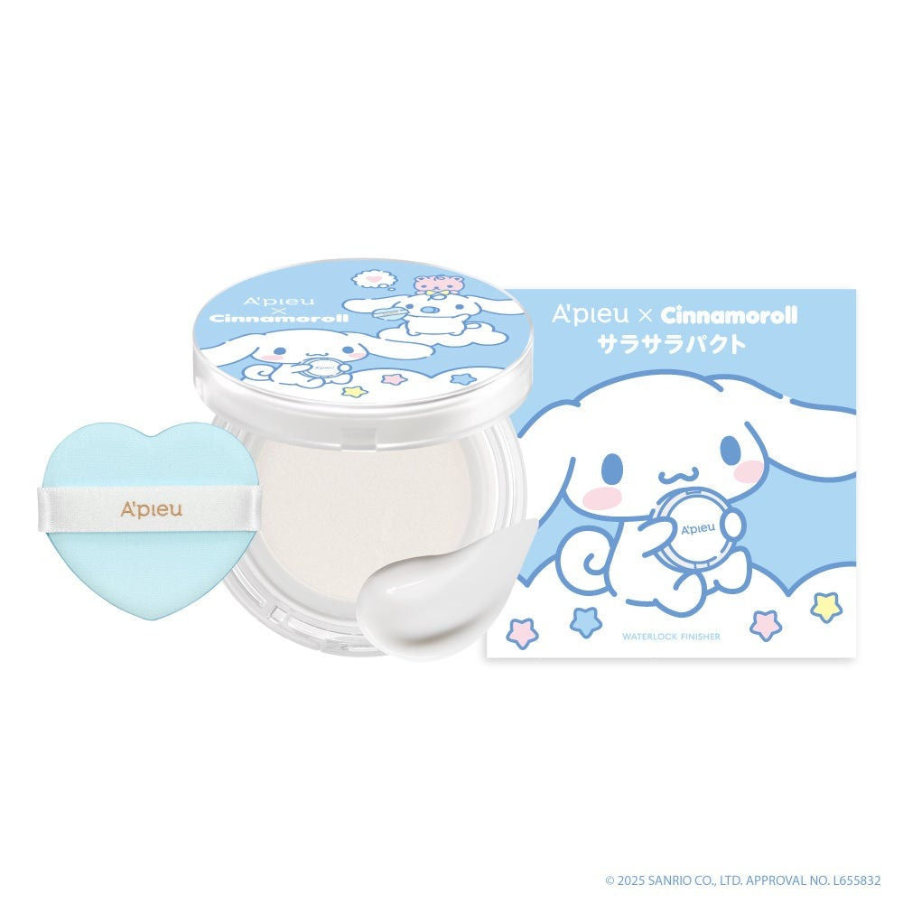 🇯🇵JAPAN ♥ 2025Japan Limited version A'PIEU x Cinnamoroll Waterlock Smooth Pact Finisher 日本限定版 A'PIEU x 玉桂狗 水潤控油液狀完妝粉底 \ 零毛孔感底妝神器 清爽妝感整日不脫 🧊/  アピュー ウォーターロック サラサラパクト シナモロール サラサラ ファンデーション