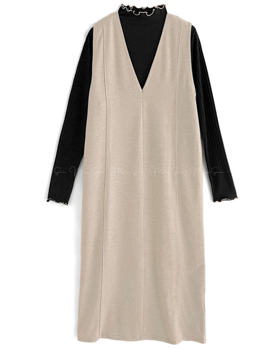 🇯🇵JAPAN ♥ Color-coordinated Mellow Tops and Jumper Skirt Set配色波浪邊上衣+背帶裙套裝 🔎 ɪᴛᴇᴍ ɴᴏ：SS-JGNH460