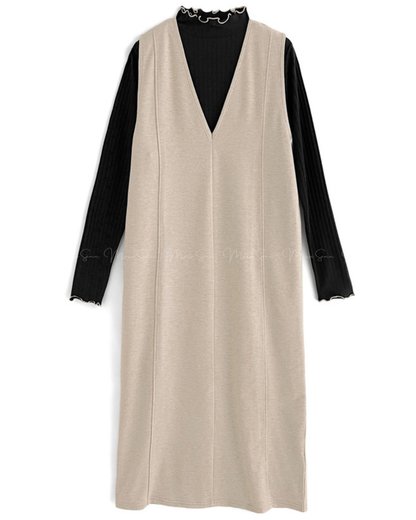 🇯🇵JAPAN ♥ Color-coordinated Mellow Tops and Jumper Skirt Set配色波浪邊上衣+背帶裙套裝 🔎 ɪᴛᴇᴍ ɴᴏ：SS-JGNH460