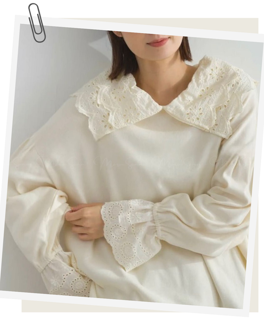🇯🇵JAPAN
♥ 法式羅紋蕾絲領套頭衫 SS-JSA251841L