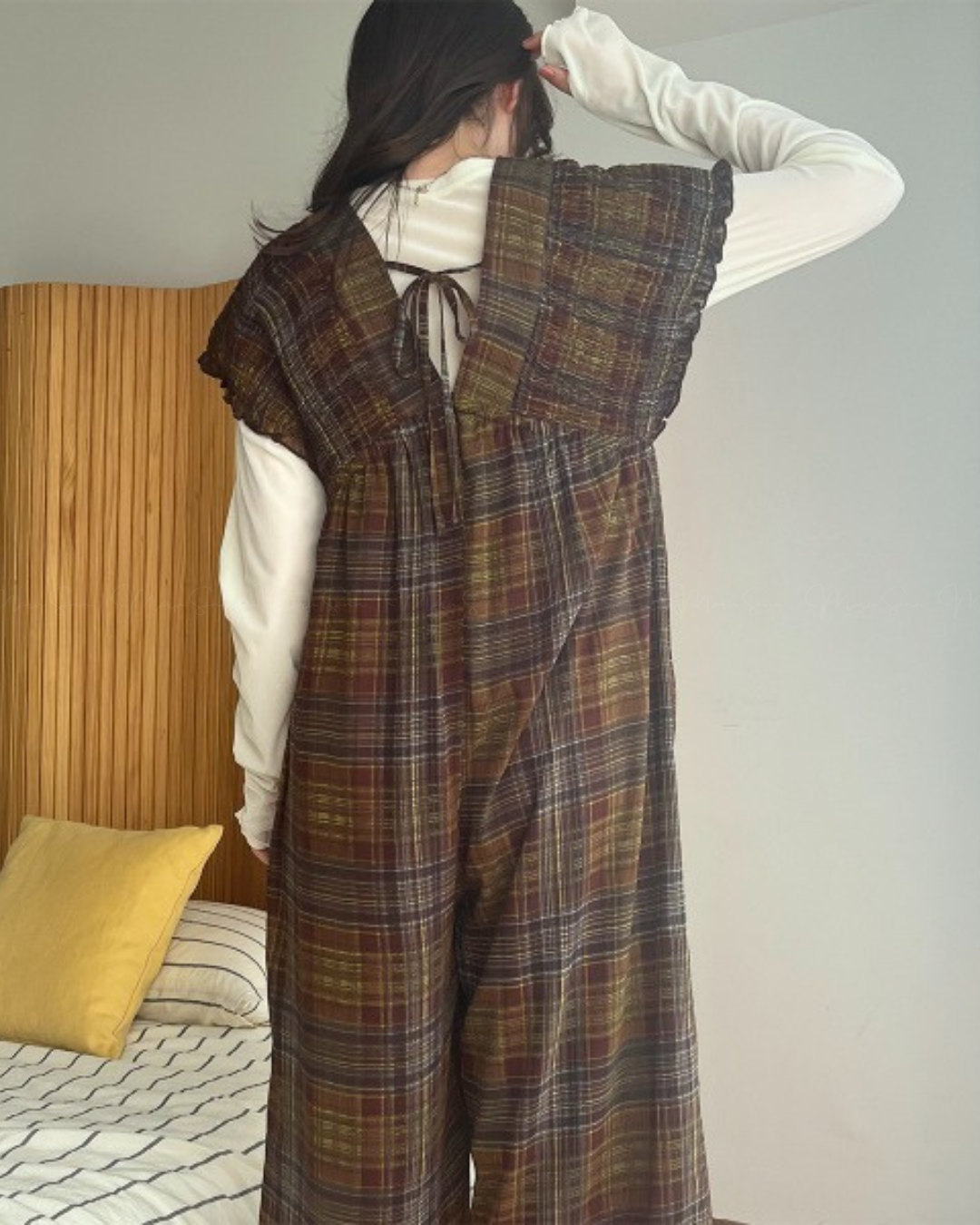 🇯🇵 JAPAN ♥ Rejoule Checkered Shirred Overalls ♥ Rejoule 格紋褶皺連身褲  🔎 ɪᴛᴇᴍ ɴᴏ：SS-JSR256510440