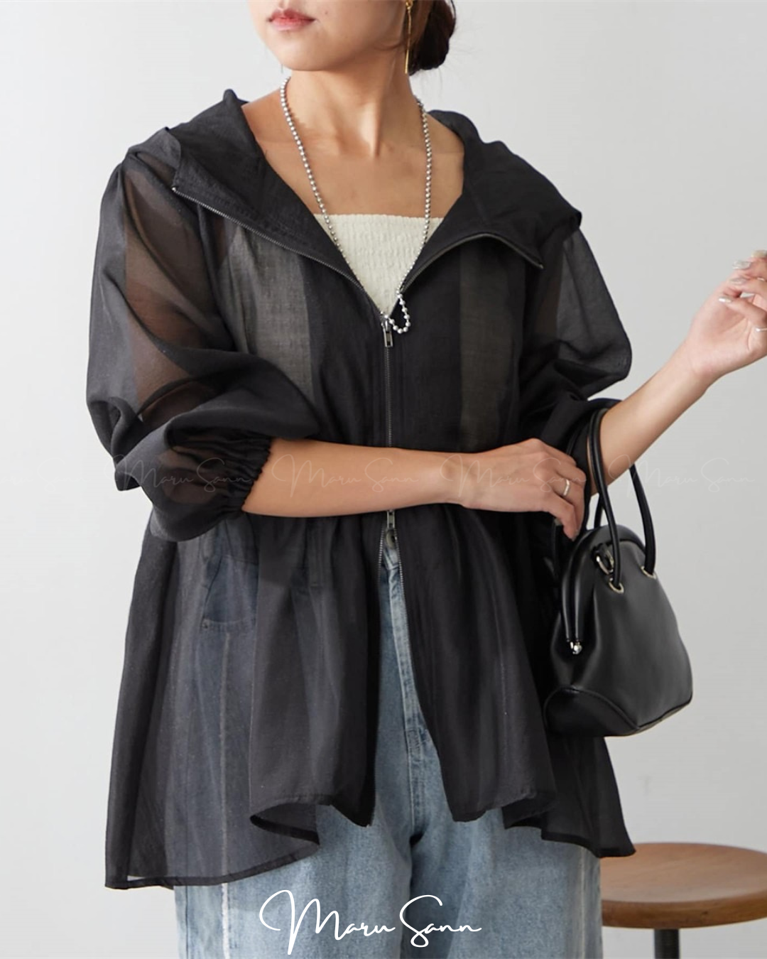 🇯🇵JAPAN ♥ Loose-fitting, sheer blouse shirt in sheer fabric

薄紗寬鬆版型透視感襯衫外套 🔎 ɪᴛᴇᴍ ɴᴏ.： ss-jt0380