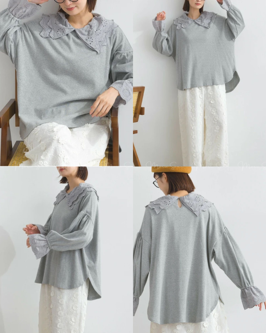 🇯🇵JAPAN
♥ 法式羅紋蕾絲領套頭衫 SS-JSA251841L