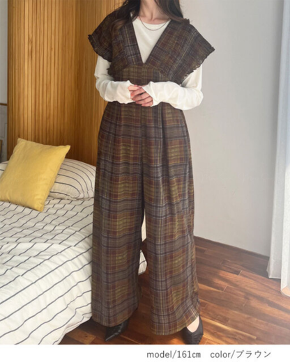 🇯🇵 JAPAN ♥ Rejoule Checkered Shirred Overalls ♥ Rejoule 格紋褶皺連身褲  🔎 ɪᴛᴇᴍ ɴᴏ：SS-JSR256510440