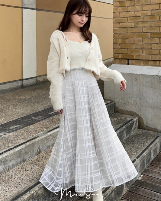 🇯🇵JAPAN ♥ 格紋薄紗喇叭裙 🧾 ɪᴛᴇᴍ ɴᴏ.：jltu1082