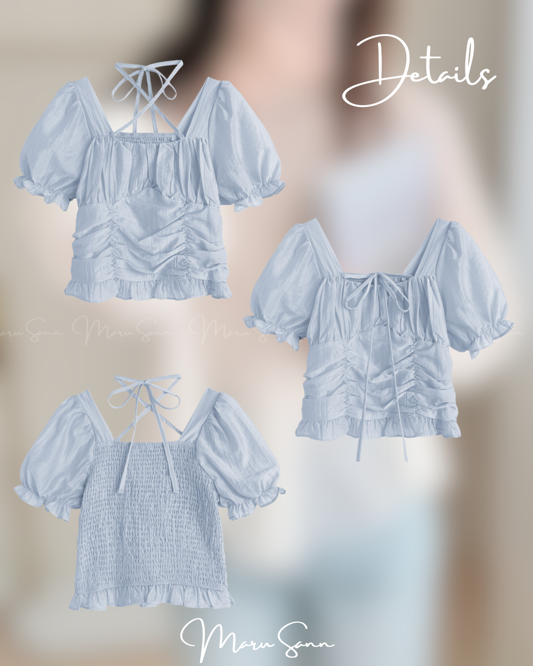 🇯🇵JAPAN ♥ ✨3-Way Ribbon Gathered Frill Blouse ✨3-Way 緞帶褶皺荷葉邊襯衫 🔎 ɪᴛᴇᴍ ɴᴏ.： SS-jg089