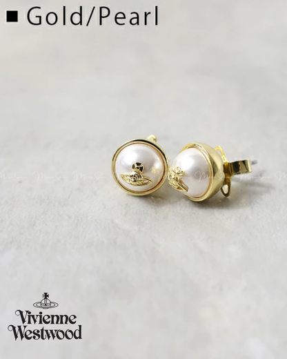 🇯🇵JAPAN ♥ VIVIENNE WESTWOOD🪐 JEWELLERY Olga brass and pearl stud earrings 西太后 黃銅珍珠耳環