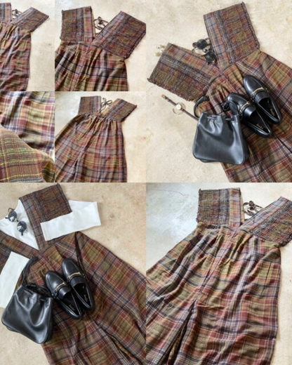 🇯🇵 JAPAN ♥ Rejoule Checkered Shirred Overalls ♥ Rejoule 格紋褶皺連身褲  🔎 ɪᴛᴇᴍ ɴᴏ：SS-JSR256510440