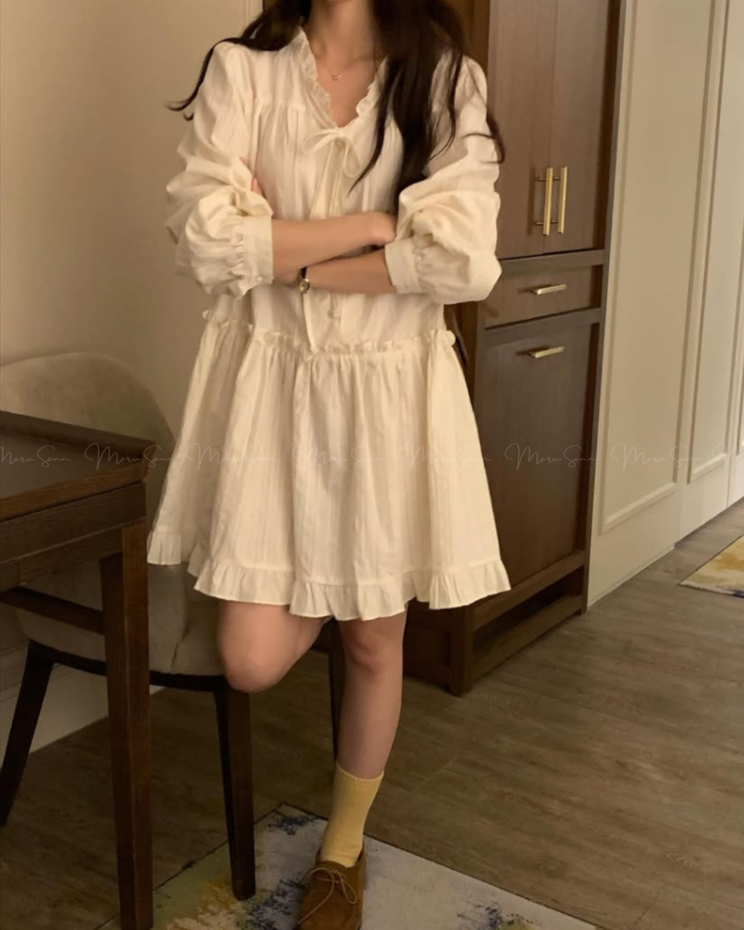 🇰🇷KOREA 
♥ 仙女感滿滿棉麻連身裙（2色入） SS-KSS99182518