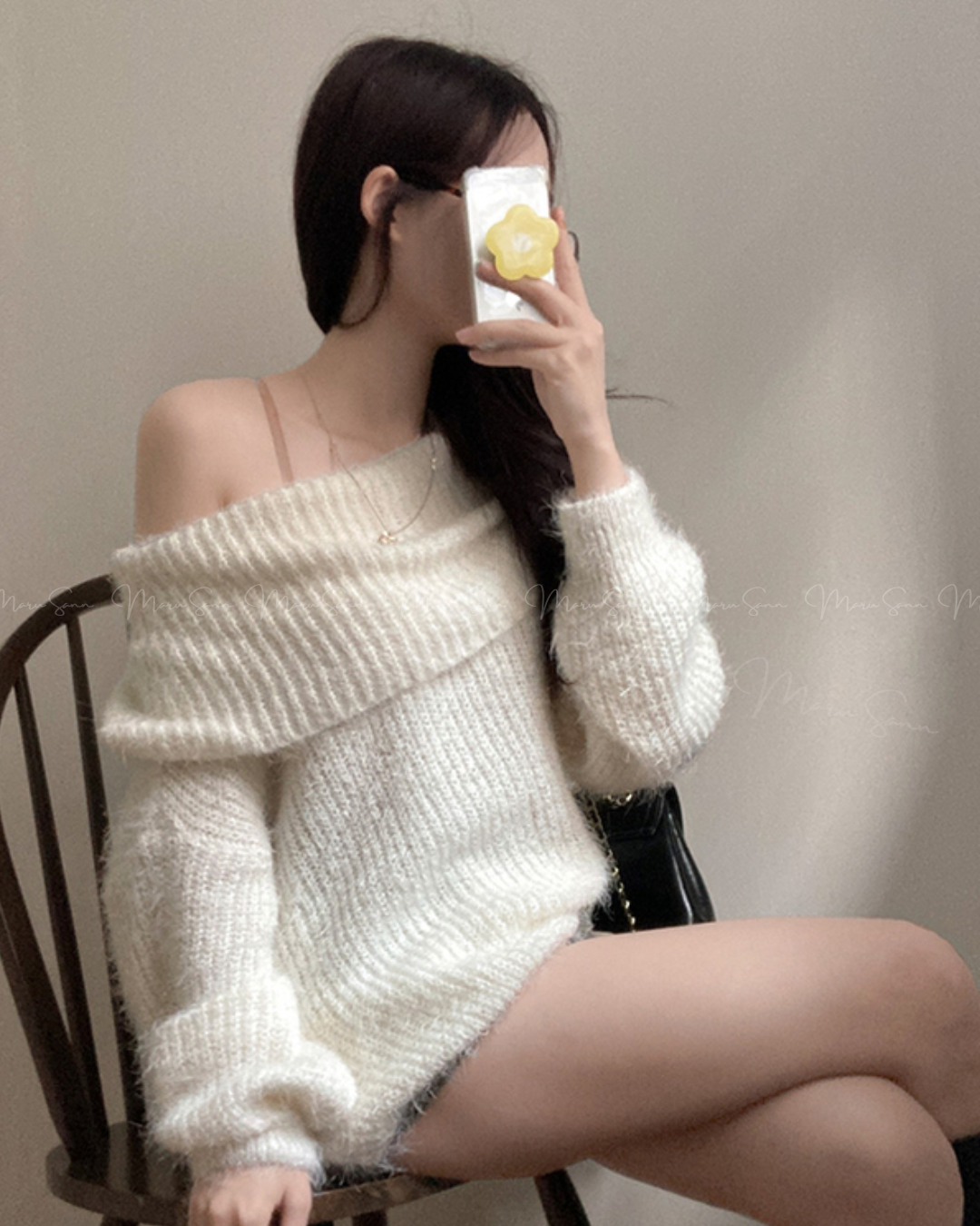 🇰🇷KOREA ♥ Baby Bed-In Boule Off-Shoulder Knit 寬鬆一字領毛毛針織衫 (3色入) 🔎 ɪᴛᴇᴍ ɴᴏ.： SS-KSSNT33899