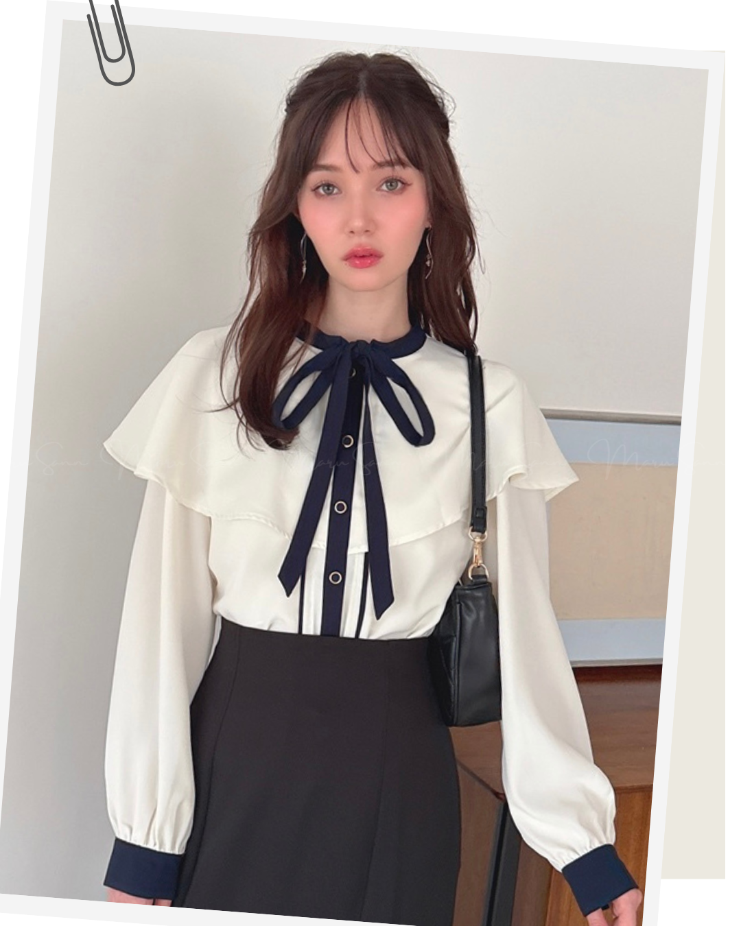 🇯🇵 JAPAN ♥ Colour scheme Ribbon Cape Collar Blouse
配色領帶斗篷領襯衫

🔎 ɪᴛᴇᴍ ɴᴏ.： SS-jgta2990