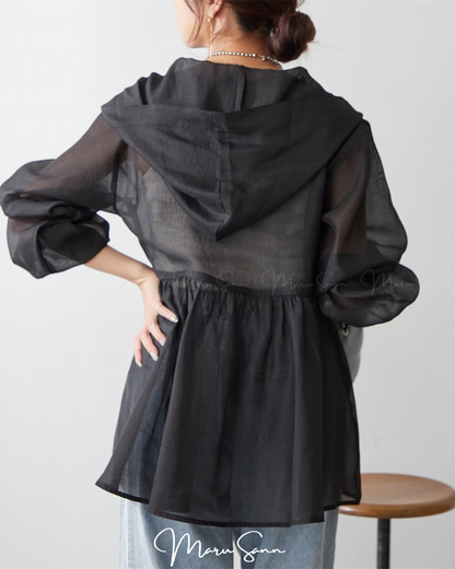 🇯🇵JAPAN ♥ Loose-fitting, sheer blouse shirt in sheer fabric

薄紗寬鬆版型透視感襯衫外套 🔎 ɪᴛᴇᴍ ɴᴏ.： ss-jt0380