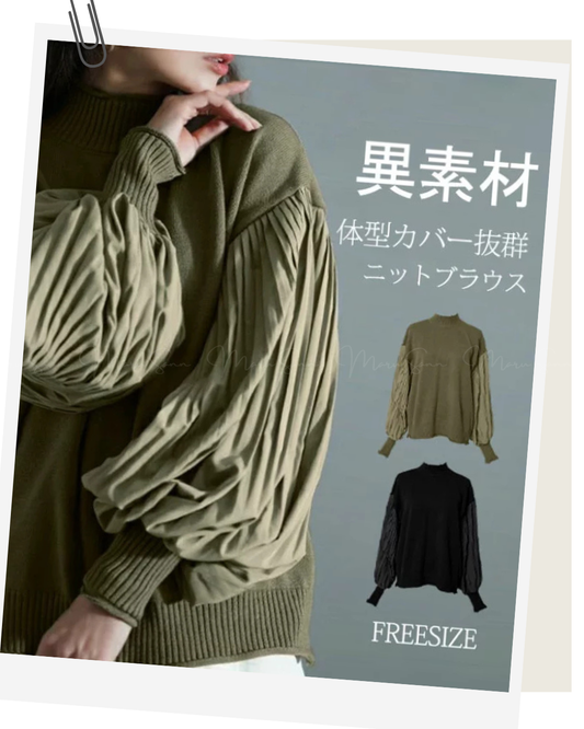 🇯🇵 JAPAN ♥ Pleated Sleeve Knit Top 皺褶袖針織上衣 ◍ 2色入 🔎 ɪᴛᴇᴍ ɴᴏ.： SS-jrhm2685