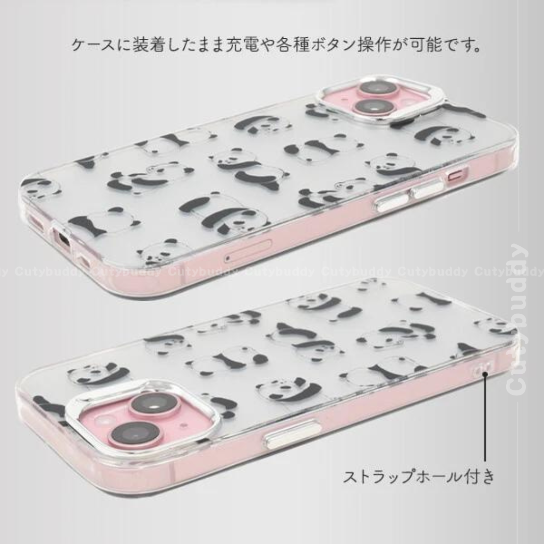 🇯🇵Japanese Cat and Panda Design Case for iPhone 13/13pro-15/15pro Cat and Panda monochrome design case 