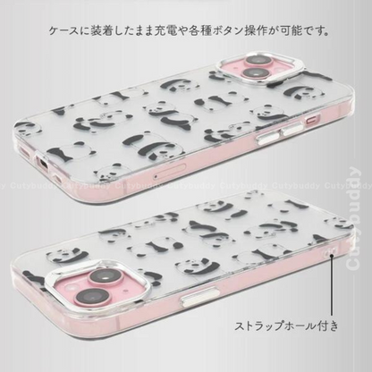 🇯🇵Japanese Cat and Panda Design Case for iPhone 13/13pro-15/15pro Cat and Panda monochrome design case 