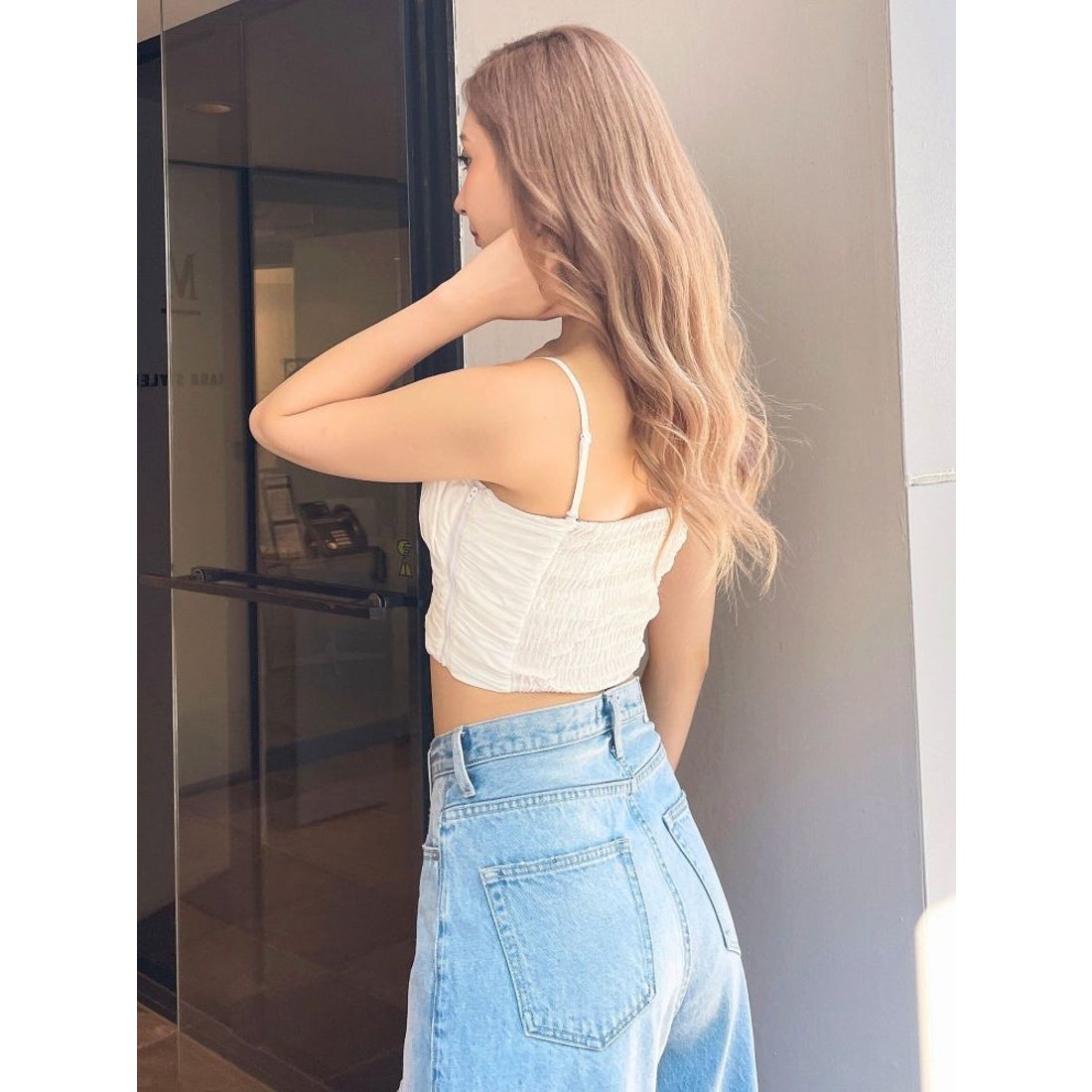 (50%off)🇯🇵 JAPAN ♥ Pleated cropped halter-neck top 褶皺短版吊帶背心 (1色) jrw4935