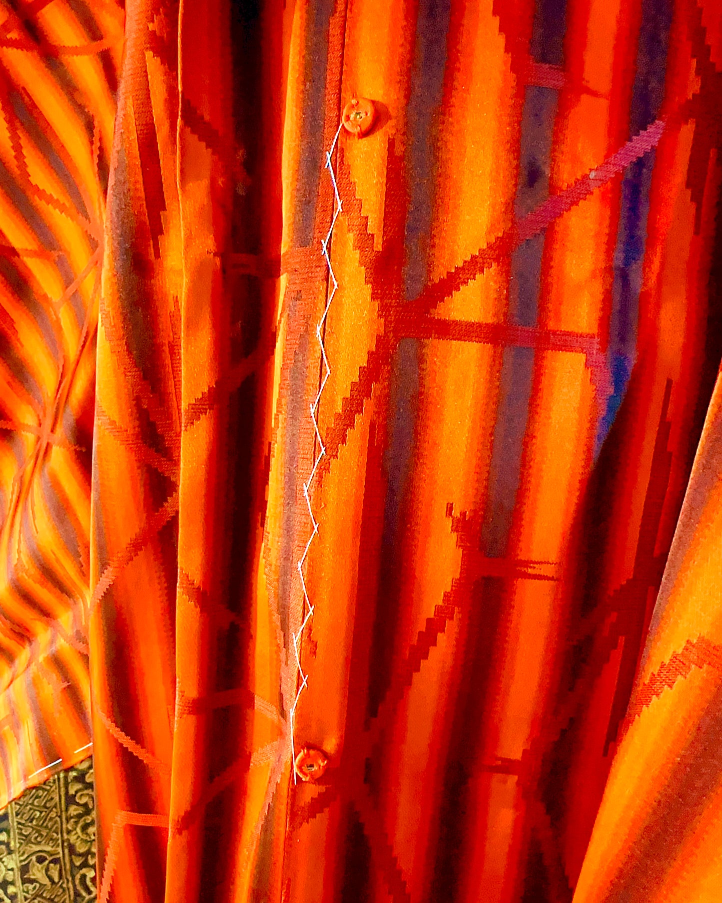 🇯🇵JAPAN Vintage ♡ Gradient Orange Striped Geometric Silk Michiyuki Coat (Haori/Kimono/Yukata)｜ 🇯🇵日本古著 ♡ 橘紅漸層條紋幾何幾何正絹道行コート(👘正絹羽織/和服/浴衣)｜🔎ss-vin vin638