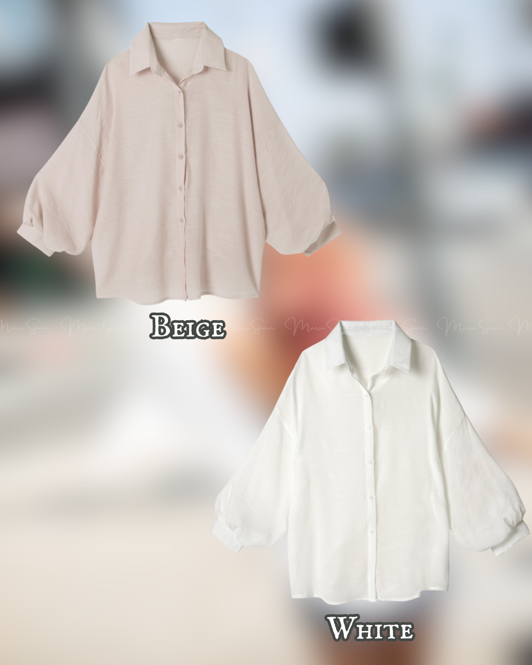 🇯🇵 JAPAN ♥ Voluminous-Sleeve Sheer Oversized Shirt ♥ 寬袖透視寬版襯衫 SS-jgac1371