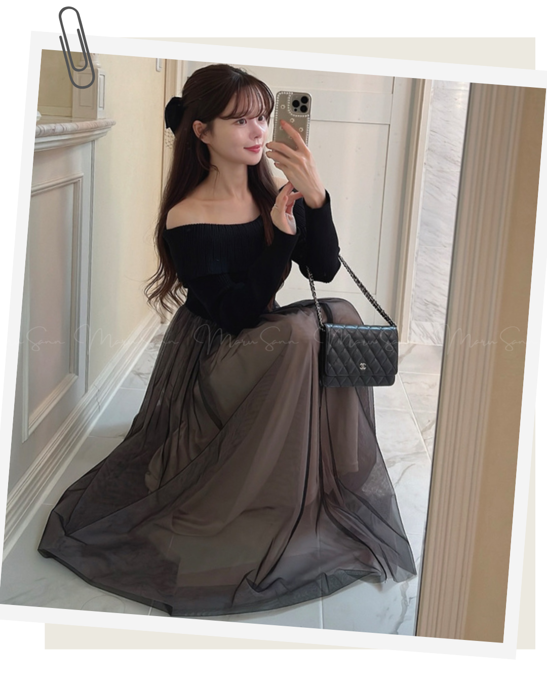 🇯🇵 JAPAN
♥ 氣質露肩針織薄紗喇叭連身裙 SS-JGOP744