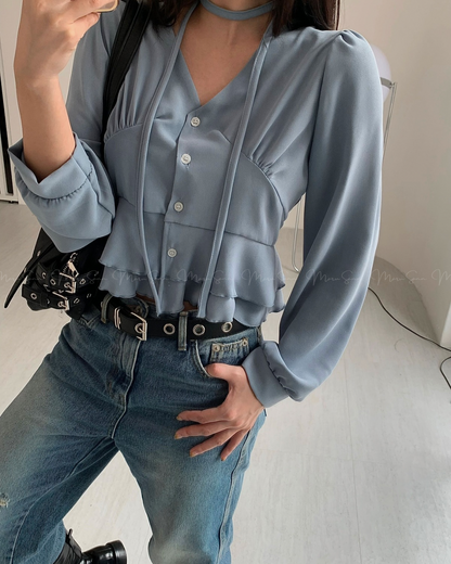🇰🇷KOREA ♥ Ruffled shirt 荷葉邊襯衫 SS-KSS98935388