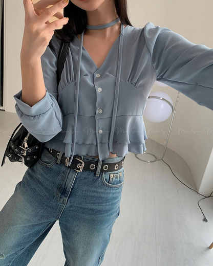 🇰🇷KOREA ♥ Ruffled shirt 荷葉邊襯衫 SS-KSS98935388